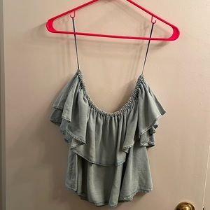 Zara Off the Shoulder Chambray Top